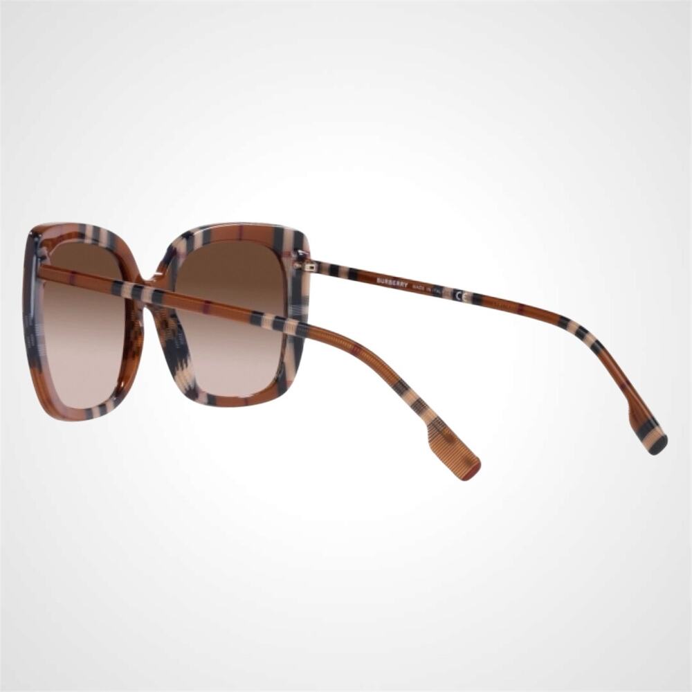 New Burberry Sunglasses Brown Check Square Frames Gradient Lens w/ Case BURBERRY - Picture 6 of 9